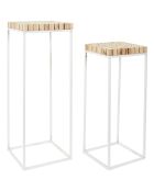 2 Selettes gigognes rondin blanc/marron - 34x90x34 cm