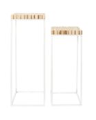 2 Selettes gigognes rondin blanc/marron - 34x90x34 cm