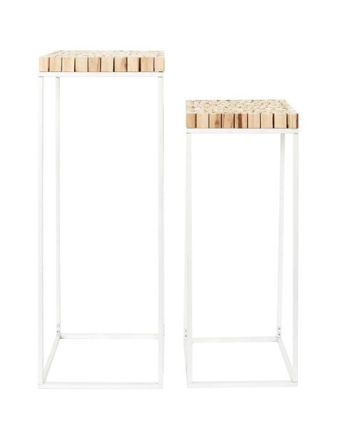 2 Selettes gigognes rondin blanc/marron - 34x90x34 cm
