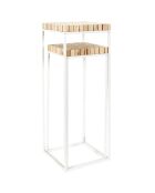 2 Selettes gigognes rondin blanc/marron - 34x90x34 cm