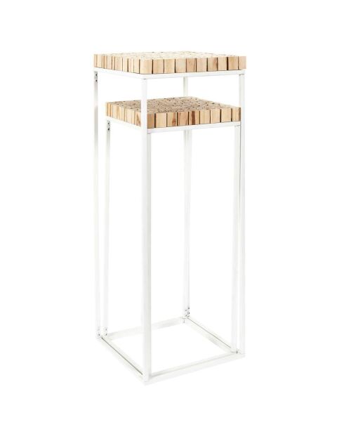 2 Selettes gigognes rondin blanc/marron - 34x90x34 cm
