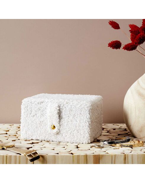 Boite à bijoux bouclette blanche - 11x8x15 cm