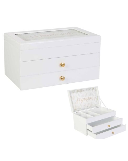 Witte juwelendoos - 24x13x15 cm