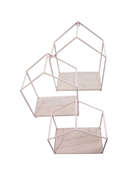 Etagère filaire Maison rose/marron - 23x28x13 cm