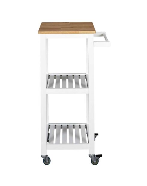 Carrello bianco/marrone con ruote - 37x84,5x45 cm