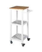 Desserte à roulettes blanc/marron - 37x84.5x45 cm