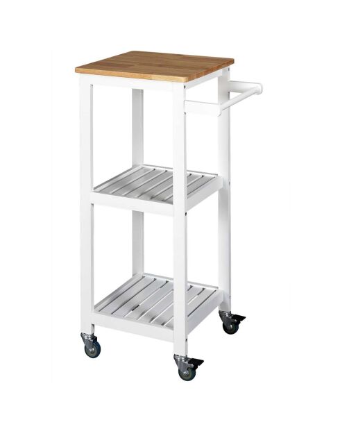 Carrello bianco/marrone con ruote - 37x84,5x45 cm