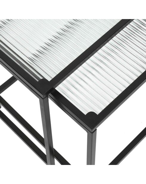 2 Tables gigognes texturées noir/transparent - 40x38x40 cm