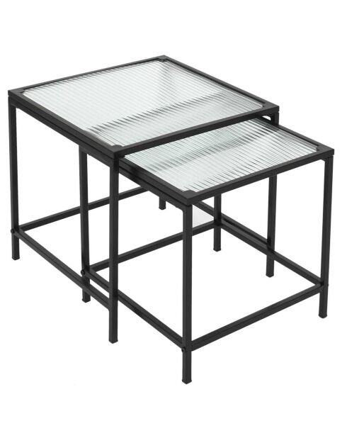 2 Tables gigognes texturées noir/transparent - 40x38x40 cm