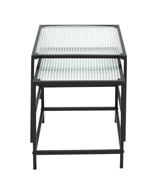 2 Tables gigognes texturées noir/transparent - 40x38x40 cm
