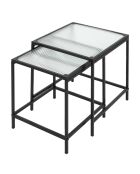2 Tables gigognes texturées noir/transparent - 40x38x40 cm