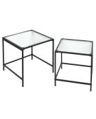 2 Tables gigognes texturées noir/transparent - 40x38x40 cm