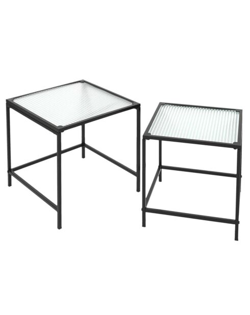 2 Tables gigognes texturées noir/transparent - 40x38x40 cm