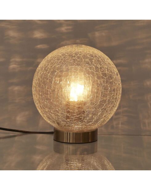 Tafellamp met gouden/transparante glazen bol - 20x22x20 cm