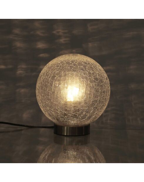 Lampe à poser boule en verre doré/transparent - 20x22x20 cm