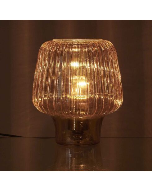 Lampe à poser fumée marron - 18x21x18 cm