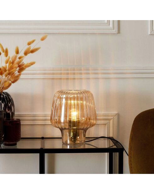 Lampe à poser fumée marron - 18x21x18 cm