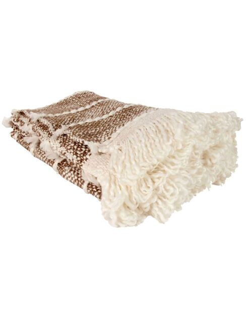 Plaid maille tressée marron - 120x2x150 cm