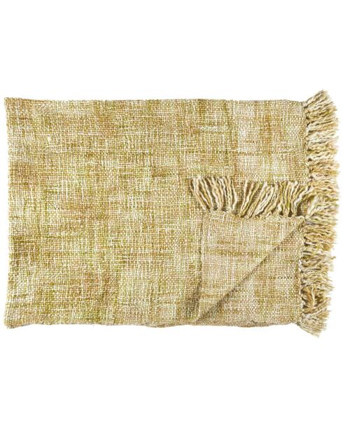 Plaid chunky maille tressée jaune - 125x150 cm