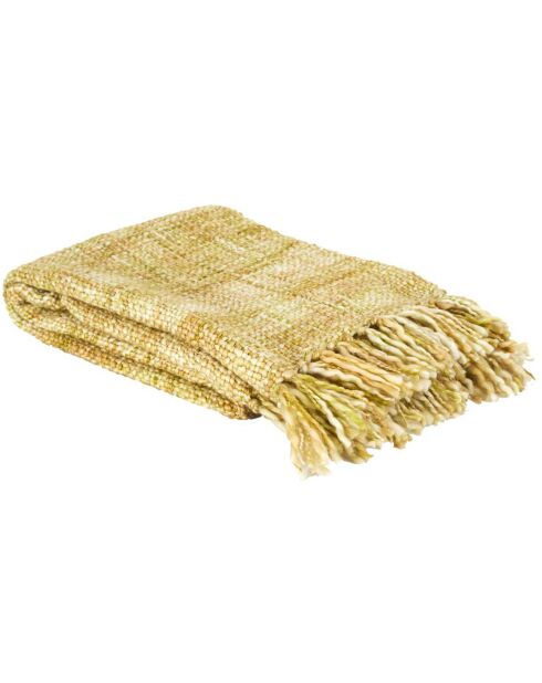 Plaid chunky maille tressée jaune - 125x150 cm