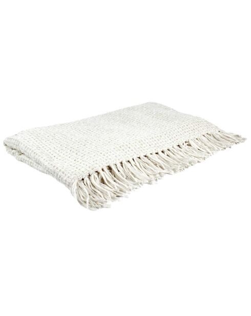 Plaid chenille gauffrée blanc - 125x150 cm