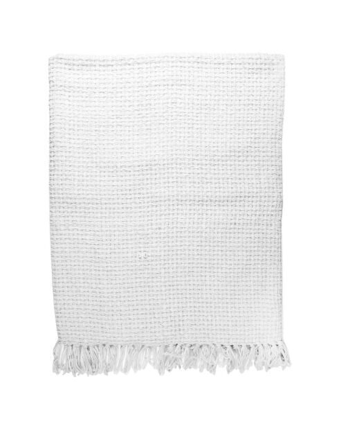 Plaid chenille gauffrée blanc - 125x150 cm