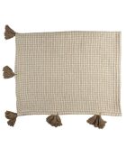 Plaid nid d'abeille beige/gris - 125x150 cm