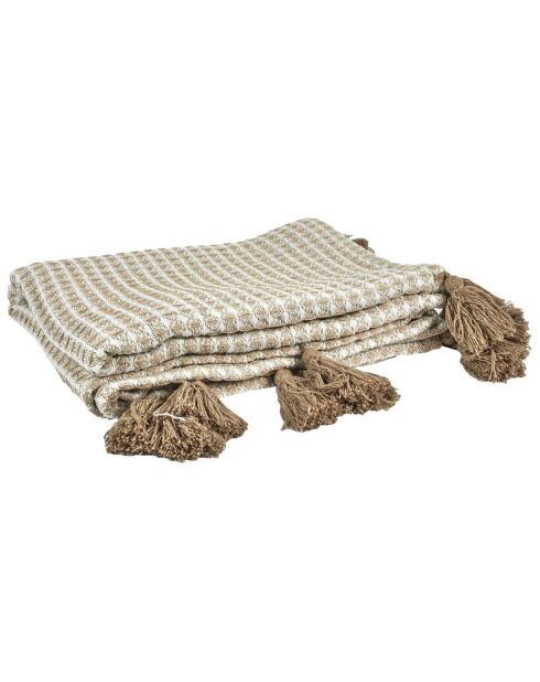 Plaid nid d'abeille beige/gris - 125x150 cm