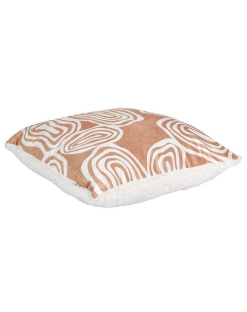 Coussin imprimé sherpa Crush blanc/beige - 40x9x40 cm