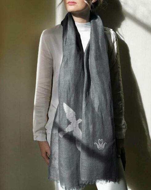 Étole en Lin & Coton Sky anthracite - 70x200 cm