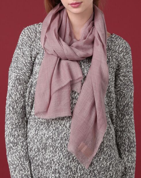 Foulard lio en laine  & soie   gris rosé - 70x190 cm