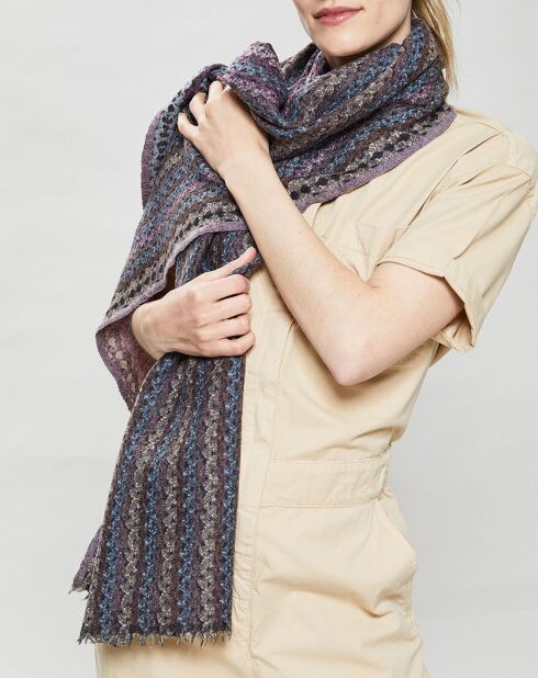 Foulard Minette 100% Laine bleu marine - 40x165 cm