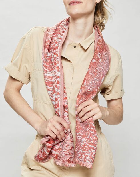 Foulard en Coton & Soie Solstice rouge - 30x150 cm