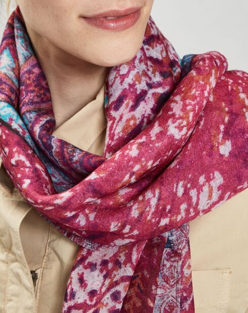 Carré 100% Laine Souvenirs rose - 130x130 cm