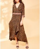 Robe longue Lella imprimé léopard marron/noir