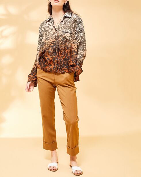 Pantalon Harper en Laine mélangée à revers camel