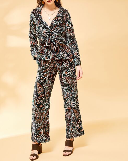 Pantalon en Velours Margua imprimé cachemire émeraude