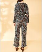 Veste courte en Velours Margua imprimé cachemire émeraude