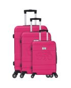 3 rosafarbene 4-Rad-Doppelkoffer Lyra 55/65/75 cm