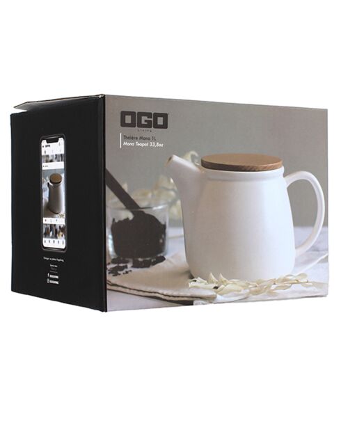 Théière Mona en porcelaine blanche -  1L