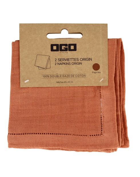2 Serviettes de table Origin paprika - 40x40 cm