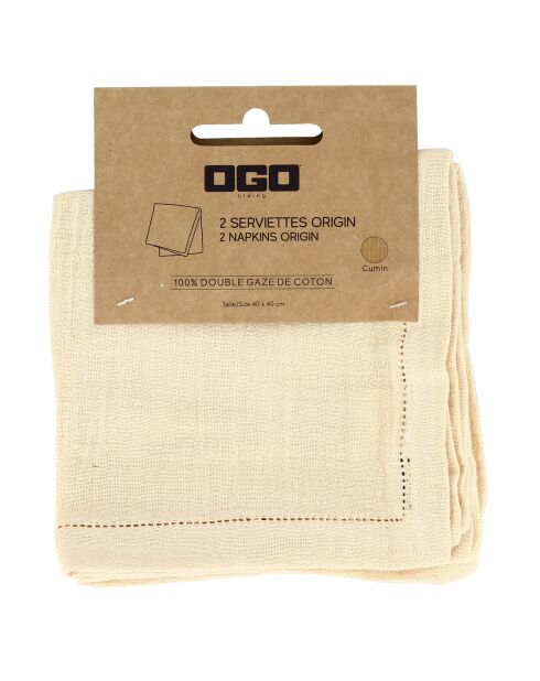 2 Serviettes de table Origin cumin - 40x40 cm