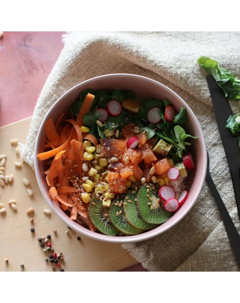 Poke Bowl en grès rose pâle - D.18 cm