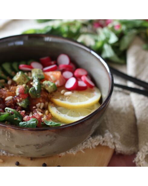 Poke Bowl en grès vert - D.18 cm