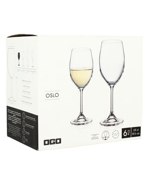 6 Verres à vin Oslo transparents -  25cl