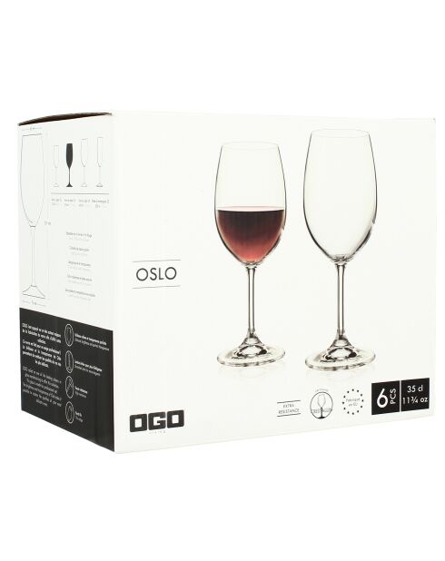 6 Verres à vin Oslo transparents -  35cl