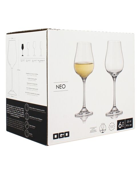 6 Verres à pied Neo transparents -  25cl