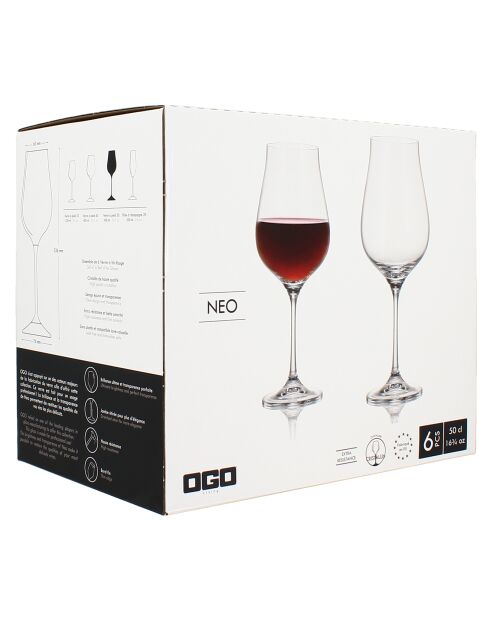 6 Verres à pieds Neo transparents -  40cl