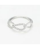 Bague Triple Boucles Diamants 0.12 ct or blanc
