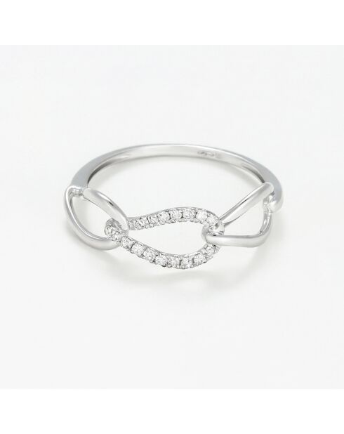 Bague Triple Boucles Diamants 0.12 ct or blanc
